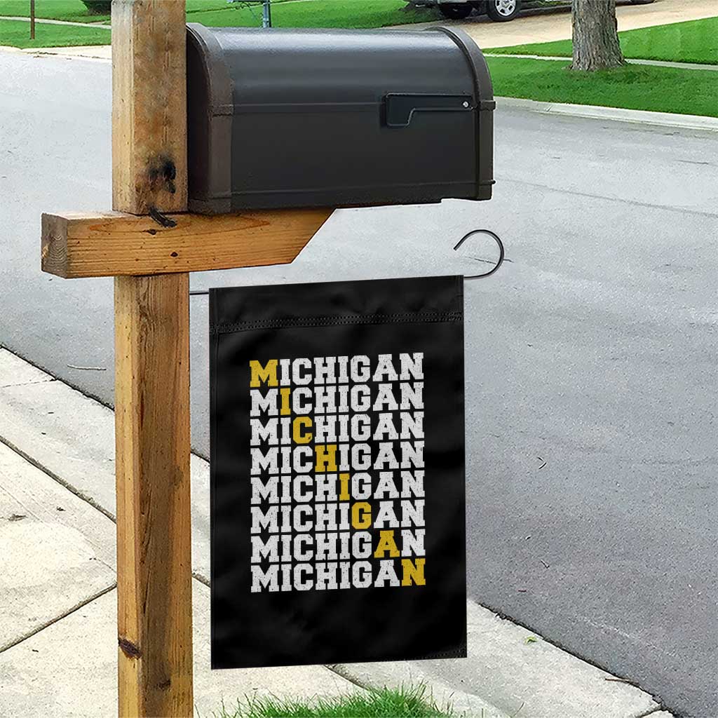 Michigan Fan Garden Flag Yellow Bold Athletic Sport State Letters Game Day