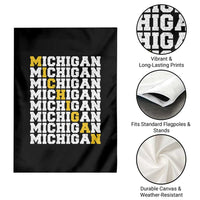 Michigan Fan Garden Flag Yellow Bold Athletic Sport State Letters Game Day