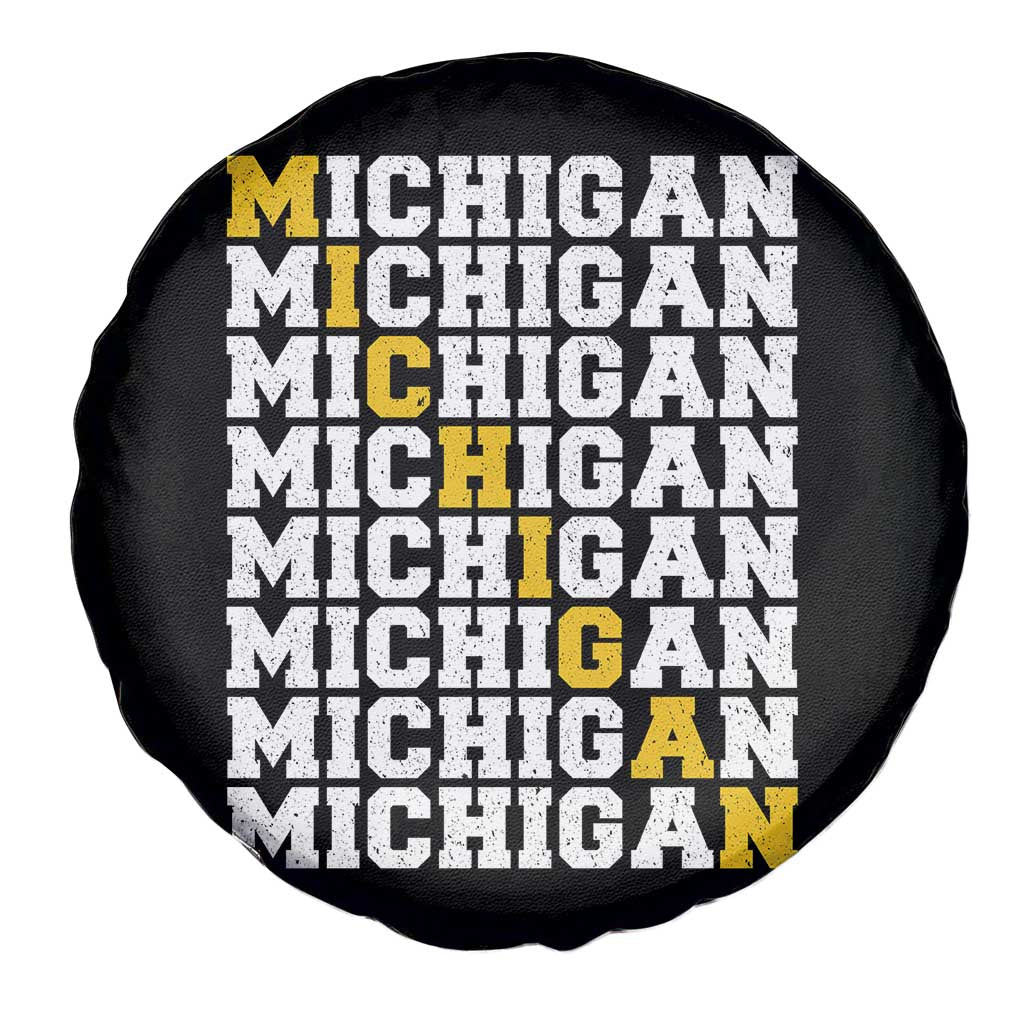 Michigan Fan Spare Tire Cover Yellow Bold Athletic Sport State Letters Game Day
