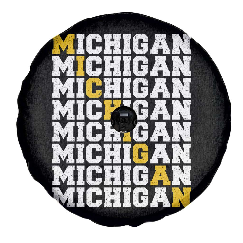 Michigan Fan Spare Tire Cover Yellow Bold Athletic Sport State Letters Game Day