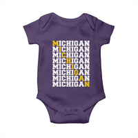 Michigan Fan Baby Onesie Yellow Bold Athletic Sport State Letters Game Day