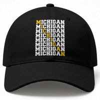 Michigan Fan Baseball Cap Yellow Bold Athletic Sport State Letters Game Day