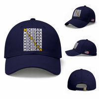 Michigan Fan Baseball Cap Yellow Bold Athletic Sport State Letters Game Day