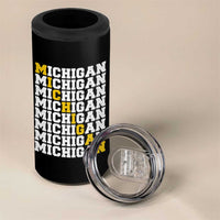 Michigan Fan 4 in 1 Can Cooler Tumbler Yellow Bold Athletic Sport State Letters Game Day