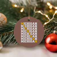 Michigan Fan Ceramic Ornament Yellow Bold Athletic Sport State Letters Game Day