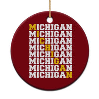 Michigan Fan Ceramic Ornament Yellow Bold Athletic Sport State Letters Game Day