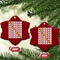 Michigan Fan Ceramic Ornament Yellow Bold Athletic Sport State Letters Game Day