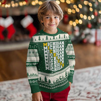 Michigan Fan Ugly Christmas Sweater Yellow Bold Athletic Sport State Letters Game Day