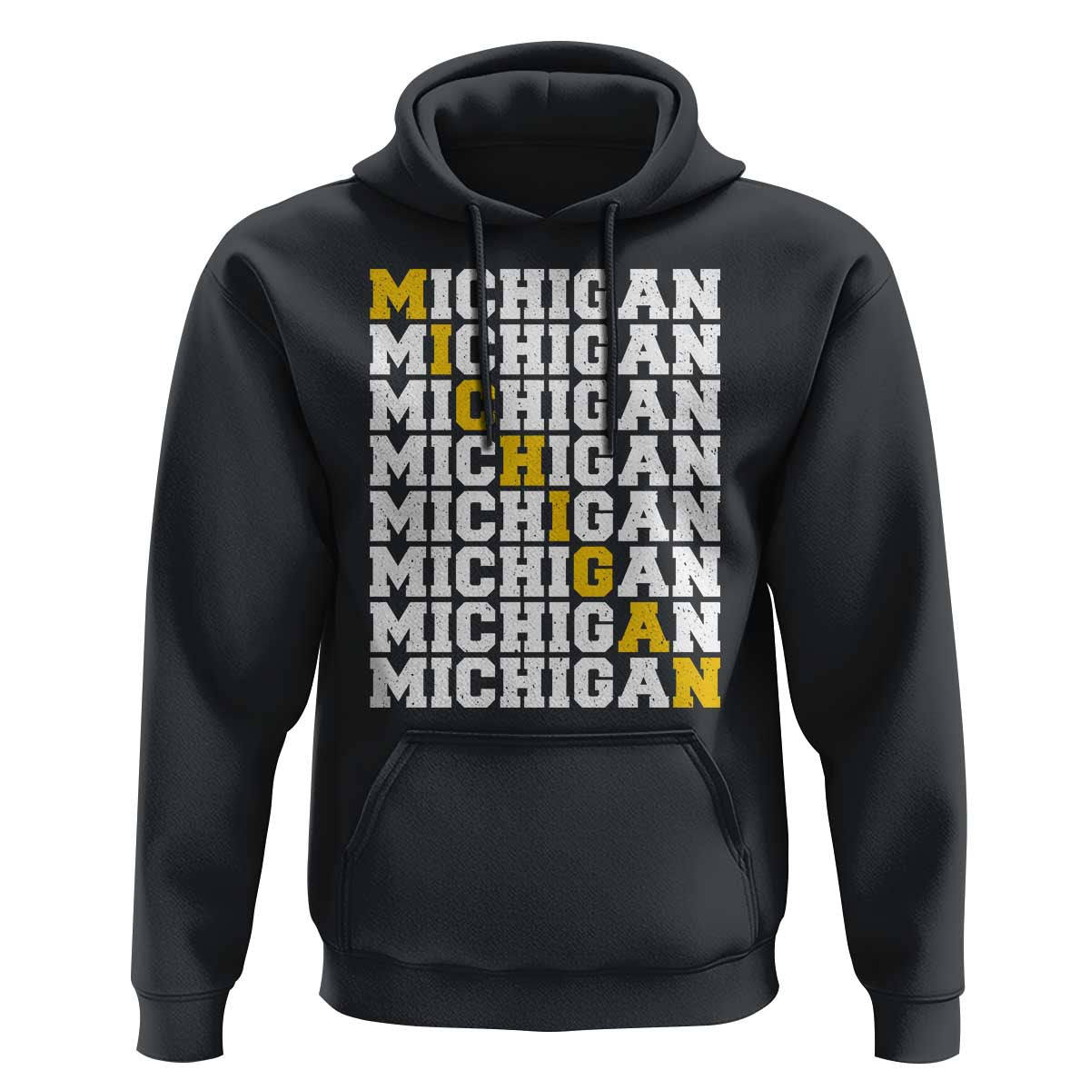 Michigan Fan Hoodie Yellow Bold Athletic Sport State Letters Game Day