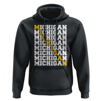 Michigan Fan Hoodie Yellow Bold Athletic Sport State Letters Game Day