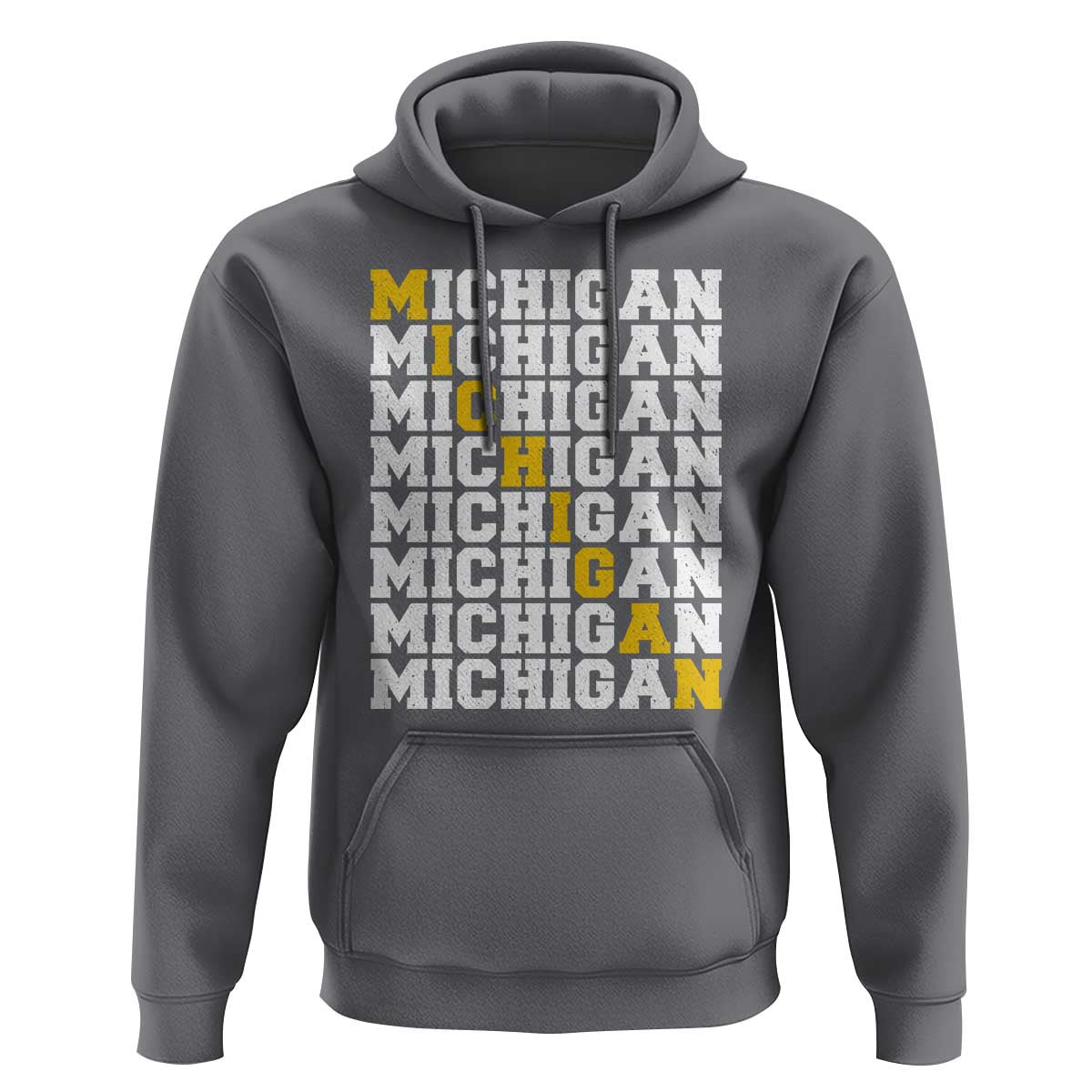 Michigan Fan Hoodie Yellow Bold Athletic Sport State Letters Game Day