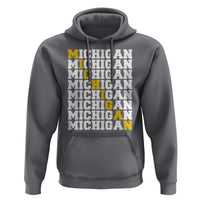 Michigan Fan Hoodie Yellow Bold Athletic Sport State Letters Game Day
