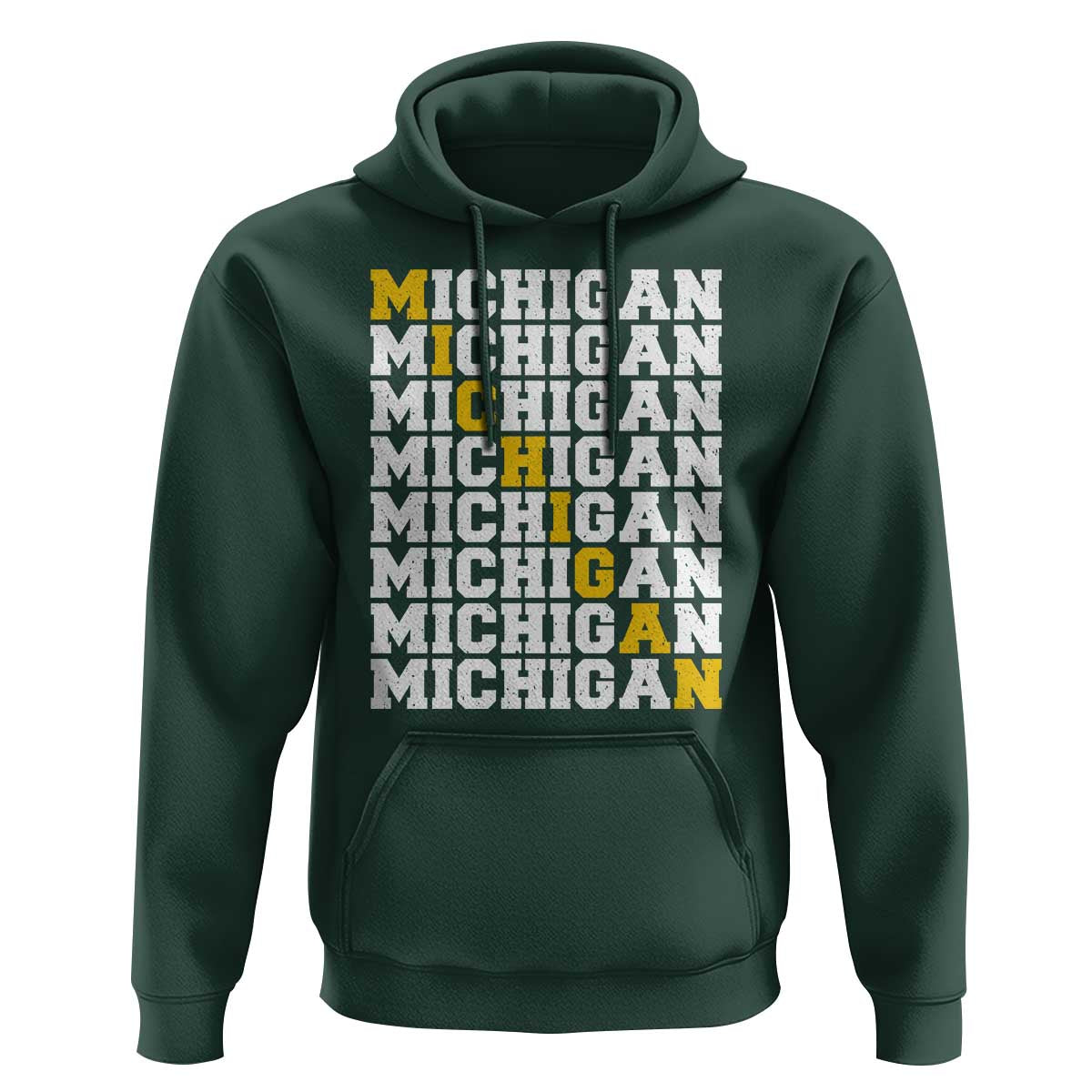 Michigan Fan Hoodie Yellow Bold Athletic Sport State Letters Game Day