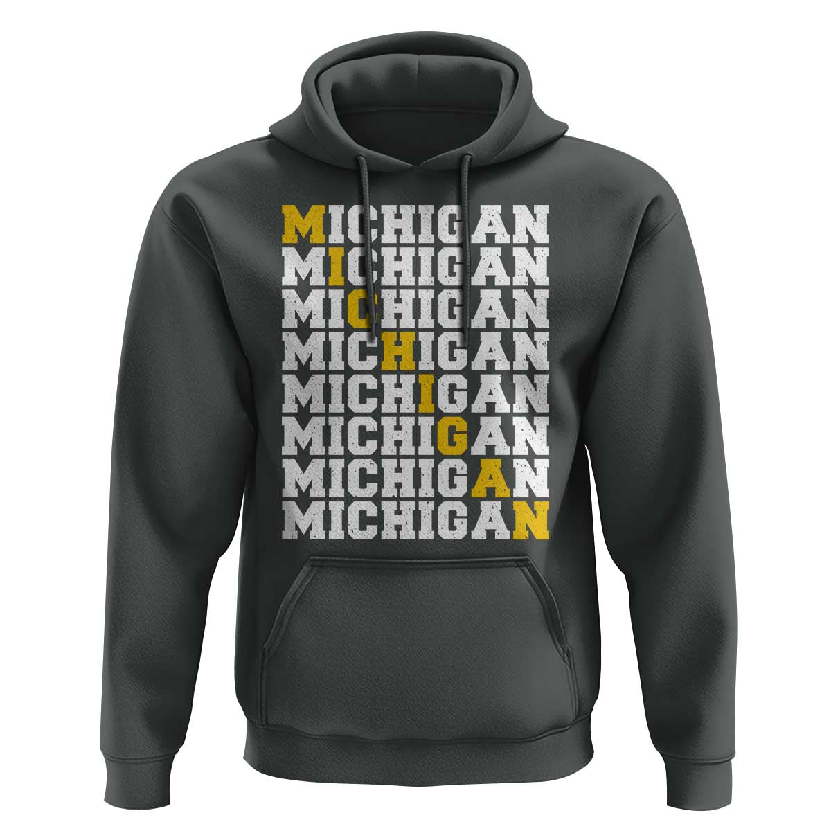 Michigan Fan Hoodie Yellow Bold Athletic Sport State Letters Game Day