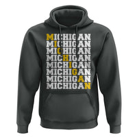 Michigan Fan Hoodie Yellow Bold Athletic Sport State Letters Game Day