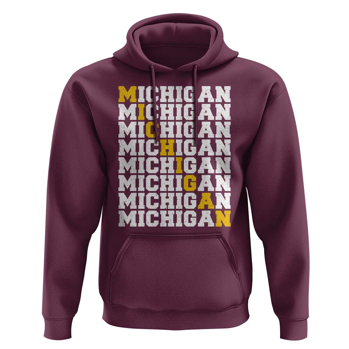 Michigan Fan Hoodie Yellow Bold Athletic Sport State Letters Game Day