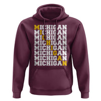 Michigan Fan Hoodie Yellow Bold Athletic Sport State Letters Game Day