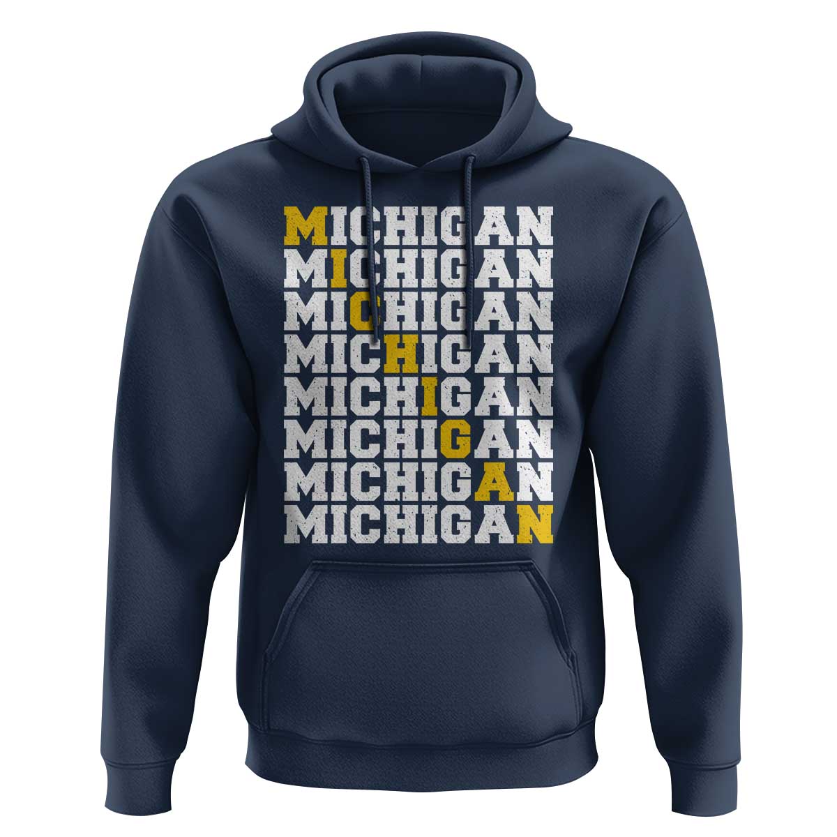 Michigan Fan Hoodie Yellow Bold Athletic Sport State Letters Game Day