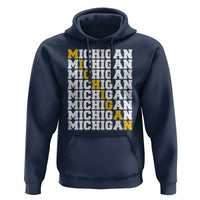 Michigan Fan Hoodie Yellow Bold Athletic Sport State Letters Game Day