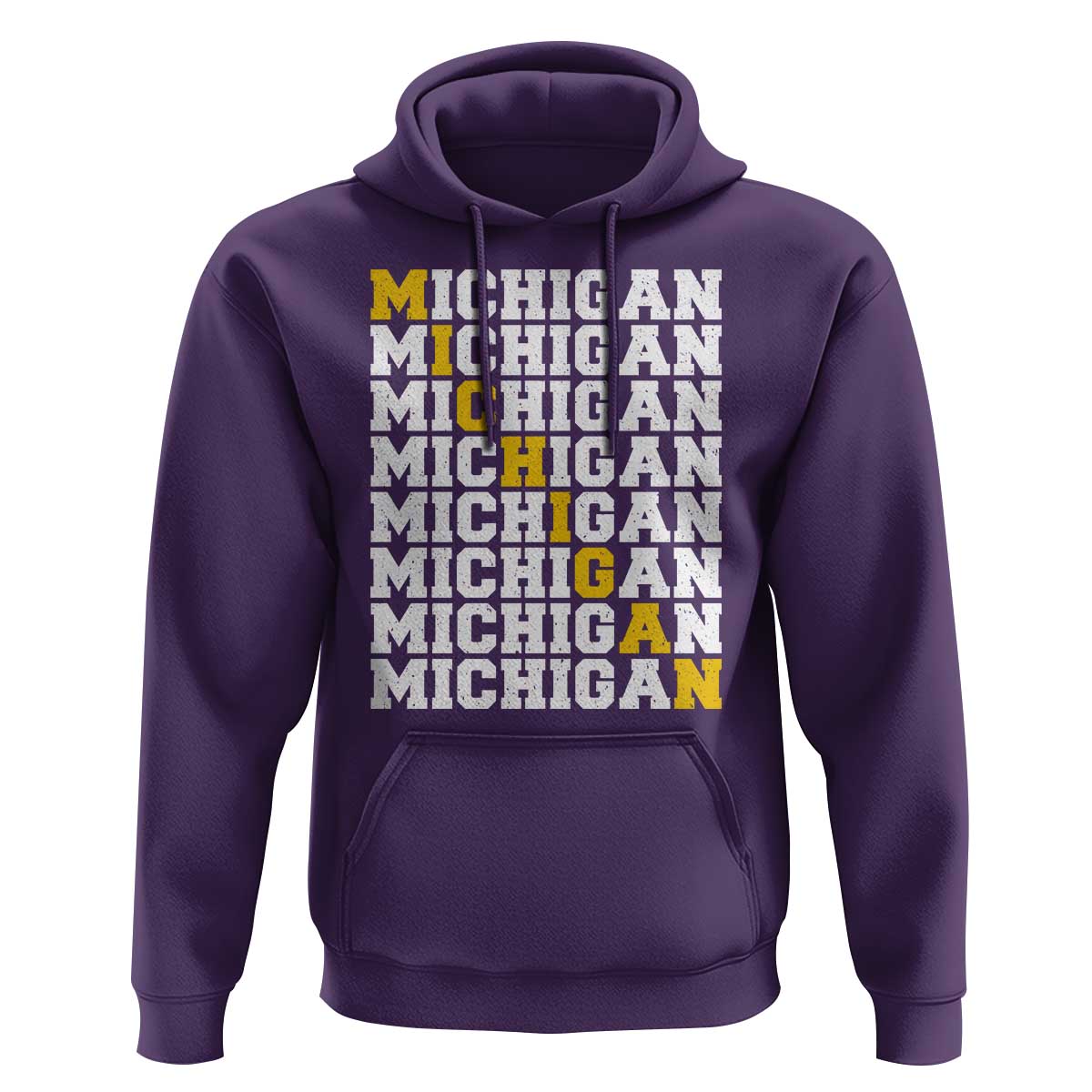 Michigan Fan Hoodie Yellow Bold Athletic Sport State Letters Game Day