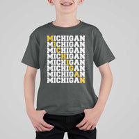 Michigan Fan T Shirt For Kid Yellow Bold Athletic Sport State Letters Game Day
