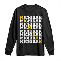 Michigan Fan Long Sleeve Shirt Yellow Bold Athletic Sport State Letters Game Day