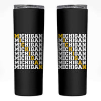 Michigan Fan Skinny Tumbler Yellow Bold Athletic Sport State Letters Game Day