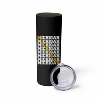 Michigan Fan Skinny Tumbler Yellow Bold Athletic Sport State Letters Game Day