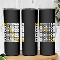 Michigan Fan Skinny Tumbler Yellow Bold Athletic Sport State Letters Game Day