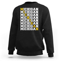Michigan Fan Sweatshirt Yellow Bold Athletic Sport State Letters Game Day