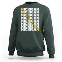 Michigan Fan Sweatshirt Yellow Bold Athletic Sport State Letters Game Day