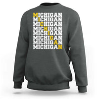 Michigan Fan Sweatshirt Yellow Bold Athletic Sport State Letters Game Day