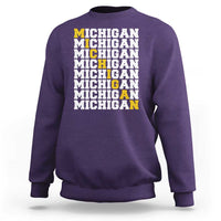 Michigan Fan Sweatshirt Yellow Bold Athletic Sport State Letters Game Day