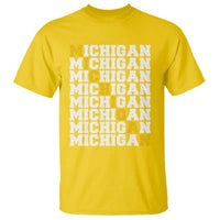 Michigan Fan T Shirt Yellow Bold Athletic Sport State Letters Game Day