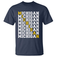 Michigan Fan T Shirt Yellow Bold Athletic Sport State Letters Game Day