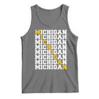 Michigan Fan Tank Top Yellow Bold Athletic Sport State Letters Game Day