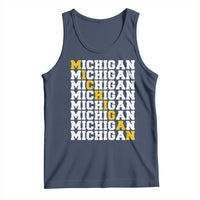 Michigan Fan Tank Top Yellow Bold Athletic Sport State Letters Game Day