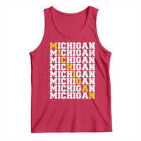 Michigan Fan Tank Top Yellow Bold Athletic Sport State Letters Game Day