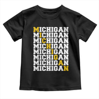 Michigan Fan Toddler T Shirt Yellow Bold Athletic Sport State Letters Game Day