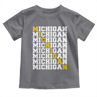 Michigan Fan Toddler T Shirt Yellow Bold Athletic Sport State Letters Game Day