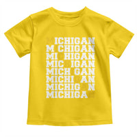 Michigan Fan Toddler T Shirt Yellow Bold Athletic Sport State Letters Game Day