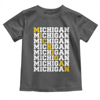 Michigan Fan Toddler T Shirt Yellow Bold Athletic Sport State Letters Game Day