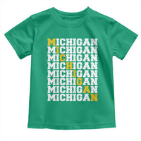 Michigan Fan Toddler T Shirt Yellow Bold Athletic Sport State Letters Game Day