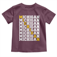 Michigan Fan Toddler T Shirt Yellow Bold Athletic Sport State Letters Game Day
