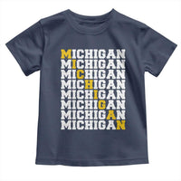 Michigan Fan Toddler T Shirt Yellow Bold Athletic Sport State Letters Game Day