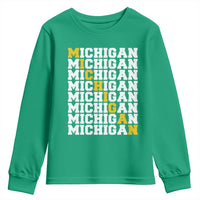 Michigan Fan Youth Sweatshirt Yellow Bold Athletic Sport State Letters Game Day