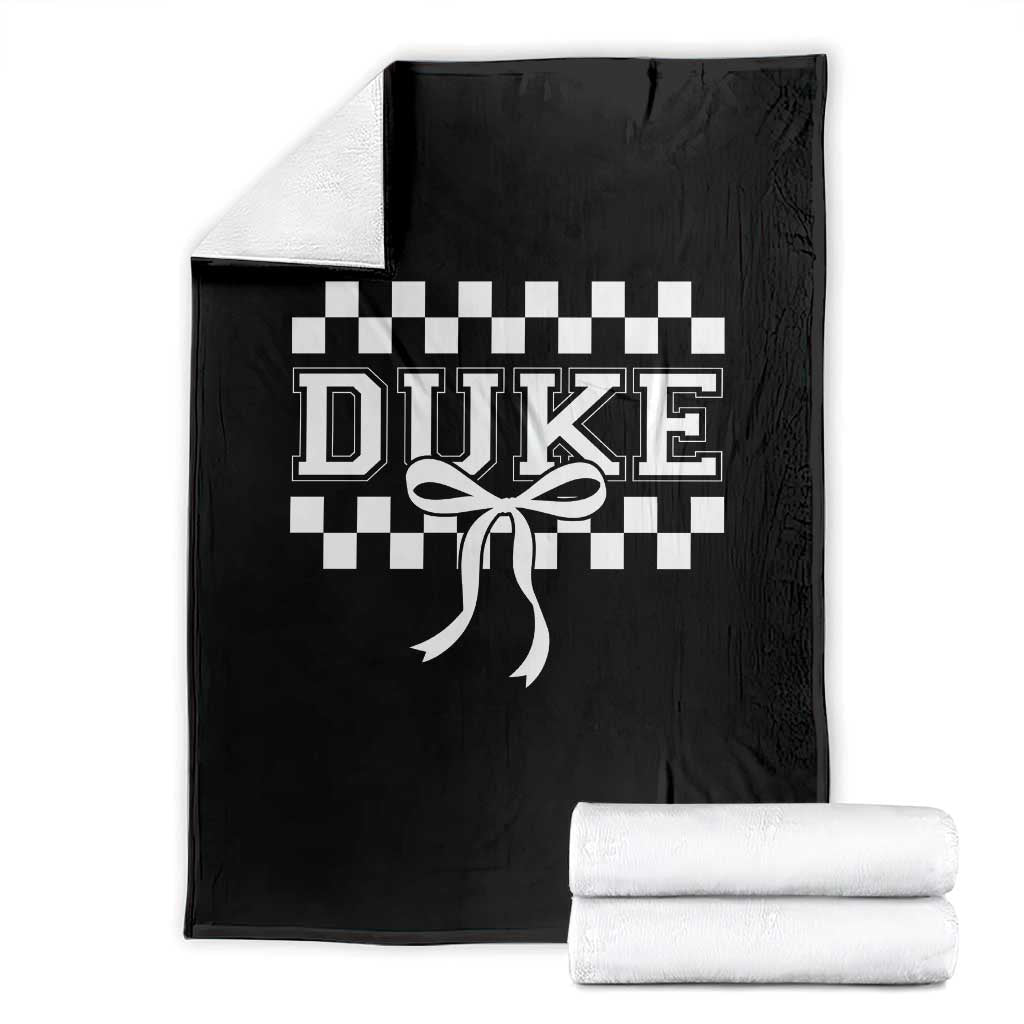 Duke Bold Letters Name Coquette Bow Checkered for Sports Fans Throw Blanket