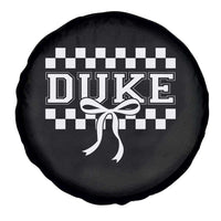 Duke Bold Letters Name Coquette Bow Checkered for Sports Fans Spare Tire Cover