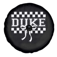 Duke Bold Letters Name Coquette Bow Checkered for Sports Fans Spare Tire Cover