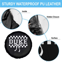 Duke Bold Letters Name Coquette Bow Checkered for Sports Fans Spare Tire Cover